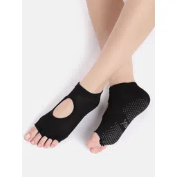HRX by Hrithik Roshan Women Black Solid Ankle Length Cut Out Half Toe Yoga Socks-picture-27