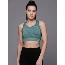 HRX By Hrithik Roshan Women Green Ash Solid Seamless Rapid-Dry Yoga Sports Bra-picture-11
