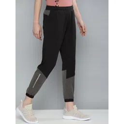 HRX By Hrithik Roshan Women Jet Black Colourblock Regular Fit Lycra Rapid-Dry Antimicrobial Training Joggers-picture-16