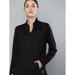 HRX by Hrithik Roshan Women Jet Black Solid Rapid-Dry Antimicrobial Running Jacket-picture-23