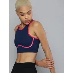 HRX By Hrithik Roshan Women Medieval Blue Solid Rapid-Dry Training Sports Bra-picture-23