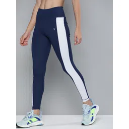 HRX by Hrithik Roshan Women Navy Blue & White Solid Running Tights-picture-33
