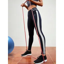 HRX by Hrithik Roshan Women Navy Blue Skinny Fit Solid Rapid Dry Cropped Training Tights-picture-21
