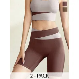 HRX by Hrithik Roshan Women Pack Of 2 High-Rise Skinny Fit Sports Shorts-picture-11