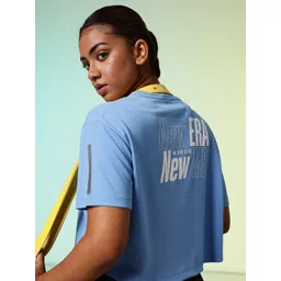 hrx by hrithik roshan Women Printed Round Neck Polyester Blue T-Shirt-picture-27