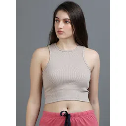 HRX by Hrithik Roshan Women Ribbed Round Neck Cotton Tank Crop Top-picture-20