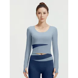 HRX by Hrithik Roshan Women Slim Fit Colourblocked Sports Tshirt-picture-34