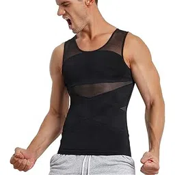 hsr Men's Compression Slimming Body Shaper Vest Tight Tummy Underwear Tank Top | Slim Fit Undershirts Workout Vest Breathable Mesh Shapewear-picture-44