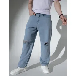Hubberholme Blue Relaxed Fit Distressed Jeans-picture-19