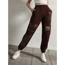Hubberholme Brown Cotton Graphic Print Joggers-picture-37