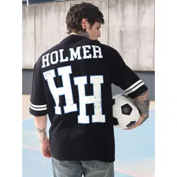 Hubberholme Men Holmer Graphic Printed V-Neck Oversized Fit T-shirt-picture-38