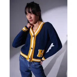 Hubberholme Navy Self Design Cardigan-picture-21