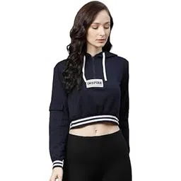 Women Navy Blue Sweatshirt-image-2