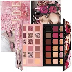 HUDA GIRL Beauty Rose Gold Remastered + Nude Edition Eyeshadow Palette Combo Kit - 36 Matte and Shimmer Finishes, Includes Black Eyeshadow - Complete Eye Shadow Palette Set-picture-42