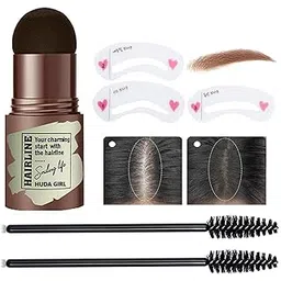 HUDA GIRL Natural Hairline Shadow Powder Stick/Stamper with Brushes and Stencils, Instant Grey Hair Coverage, Hair Root Touch Up, Hair Colour Stick and Hair Filler for Men and Women (Light Brown)-picture-47