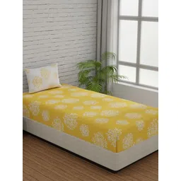 Huesland Comfort Yellow & White Printed 144 TC Cotton Single Bedsheet & 1 Pillow Cover-picture-40