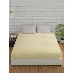 Huesland Grey & Yellow Geometric 144 TC Cotton King Bedsheet With 2 Pillow Covers-picture-14