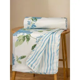 Huesland Kids Blue & Green Floral Printed Reversible AC Room Cotton Dohar-picture-10