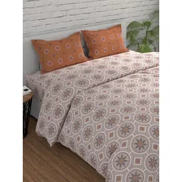 Huesland Orange & White Printed 144 TC Cotton Queen Bedsheet Set 2.43 mx 2.23 m-image-48