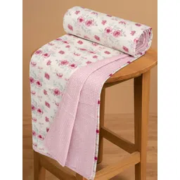 Huesland Pink & Cream Colored Printed Pure Cotton AC Room Reversible Single Bed Dohar-picture-13