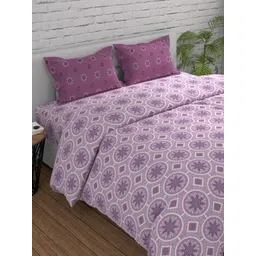 Huesland Pink & White Printed 144 TC Cotton Queen Bedsheet Set 2.43 mx 2.23 m-image-45