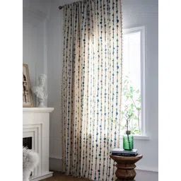 Huesland White & Blue Abstract Printed Cotton Long Door Curtain-picture-39