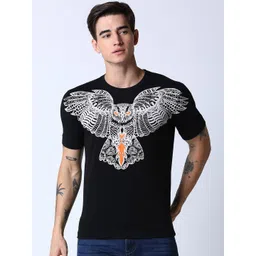 Huetrap Men Black Printed Round Neck T-shirt-picture-10