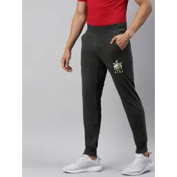 Huetrap Men Charcoal Grey Solid Straight-Fit Joggers Sustainable with Printed Detail-picture-34