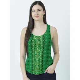 Huetrap Women Green Printed Tank Top-picture-23