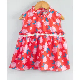 Hugsntugs Cotton Sleeveless Floral Printed Top - Red-picture-21