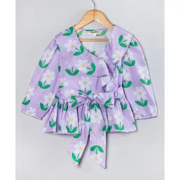 Hugsntugs Cotton Woven Full Sleeves Floral Printed Top - Lilac-picture-28