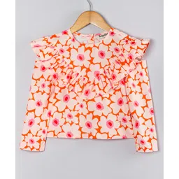 Hugsntugs Cotton Woven Full Sleeves Floral Printed Top - Multi Colour-picture-32