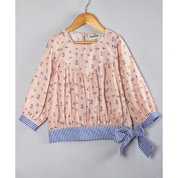 Hugsntugs Cotton Woven Full Sleeves Floral Printed Top - Pink-picture-36