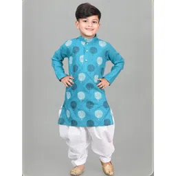 HUMAN CHOICE Kids-Boys Printed Pure Cotton Kurta Sets-picture-11