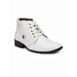 Hundo P Men White High Top Flat Synthetic Boots-picture-31