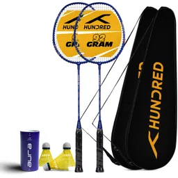 hundred Powertek 200 (2 Strung Rackets with 2 Full Covers) & 3pc Aura Nylon Shuttlecocks Badminton Kit-picture-10
