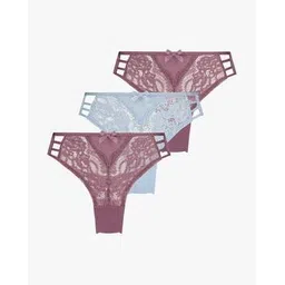 hunkemoller Pack Of 3 Belle Lace Brazilian Briefs-picture-51