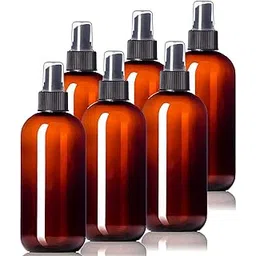 Hunky Dory 200ml Empty Plastic Amber Refillable Fine Mist Black Spray Bottle for Saloon,Costemic, Hand Sanitizer, Toner, Perfume, Lotion, Oil, Travel use. (Pack of 6)-picture-18