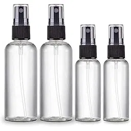 Hunky Dory 30ml 50ml Combo Empty Plastic Transparent Refillable Fine Mist Black Spray Bottle for Saloon, Costemic, Hand Sanitizer, Toner, Perfume, Lotion, Oil, Travel use.(Pack of 4)-picture-10