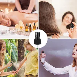 hunky dory 30ml Empty Plastic Transparent Refillable Fine Mist Black Spray Bottle for Saloon,Costemic, Hand Sanitizer, Toner, Perfume, Lotion, Oil, Travel use. (Pack of 12) image 2