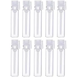 Hunky Dory 50pcs 1ml Mini Sample Adorable Glass Travel Oil Perfume Bottle with Drop& Spray Empty Sample Bottle for Essential Oils Aromatherapy, Beauty Tester. (Pack of 50)-picture-46