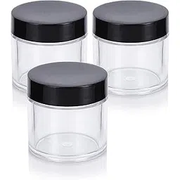 Hunky Dory Acrylic 100grams Black Transparent Cosmetics Container for Creams,Lip Balm, Body Butter, Essential oil, Costemic, Makeup Use (Pack of 3)-picture-11