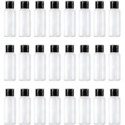 Hunky Dory 100pcs 30ml Empty Clear Plastic Bottles Refillable Travel Size Cosmetic Containers Small Leak Proof Squeeze Bottles with Black Flip Top Cap for Toiletries,Shampoo.-picture-28