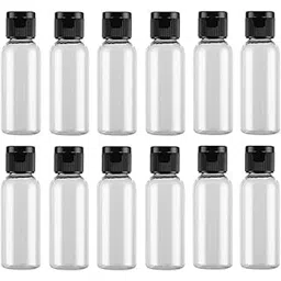 hunky dory 12pcs 30ml Empty Clear Plastic Bottles Refillable Travel Size Cosmetic Containers Small Leak Proof Squeeze Bottles with Black Flip Cap for Toiletries,Shampoo. (Pack of 12)-picture-30