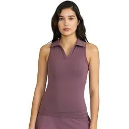 HUNNIT Polo Neck Tank Top with in Built Sports Bra | Lightweight Tank Top | Women's Halter Neck Crop Top | Sports Textured Activewear Top | Quick Drying & Breathable Fabric | Gym Wear Workout Top-picture-44