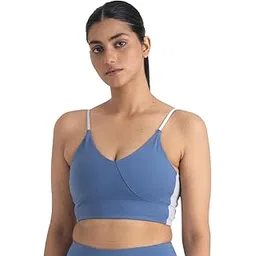 hunnit V Neck Sports Bra for Women with Cross Back| Medium Coverage| Lightly Padded Slip On Bra with Removable Cups| Stretchable Sports Bra for Gym Workout| Sweat Wicking Fabric-picture-43