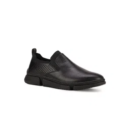 Hush Puppies Men Black Perforations Leather Slip-On Sneakers-picture-24