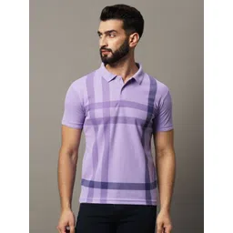 HUSHBUCKS Men Checked Polo Collar Raw Edge T-shirt-picture-13