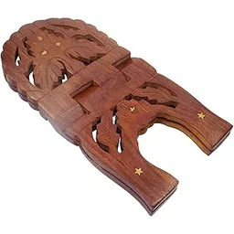 HusNain Wooden Flower Design Rehal Holy Book Stand for Boys and Girls Reading Quran, Geeta, Guru Granth Sahib and Bible (Wooden Color)-picture-13