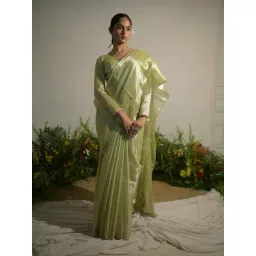 Huts And Looms Green Solid Tissue Saree-picture-39